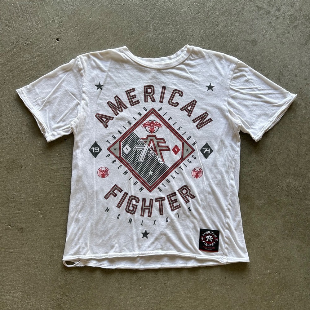 Vintage Y2K American Fighter Shirt Youth Large White Affliction Cyber Grunge Emo